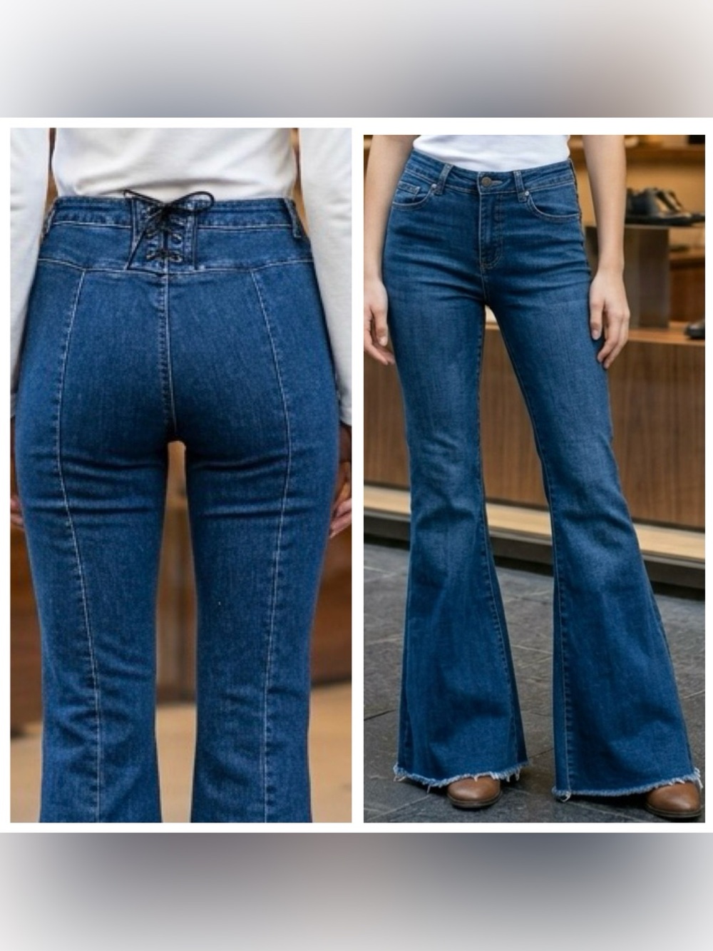 We the Free Women’s Sz 26 flare bell bottom mid rise back seam lace up jeans
